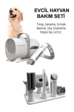 Kochler Profesyonel Kedi Köpek Hayvan Tüy Bakım Seti - Elektrikli Vakum Şarjlı Tıraş Ve Tüy Toplama