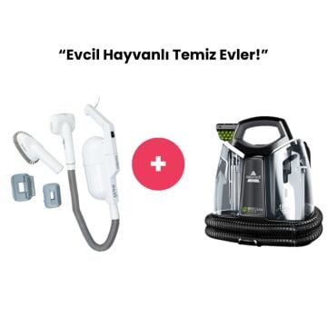 Evcil Hayvanlı Temiz Evler (Bissell SpotClean Pet Plus Halı – Koltuk Yıkama ve Leke Çıkarma Makinesi & Fantom Pati K9 Profesyonel Evcil Hayvan Bakım Seti)