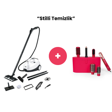 ''Stilli Temizlik' Paketi'' (Pirantech Çok Fonksiyonlu Buharlı Temizlik Makinesi  + FANTOM Haır Styler Sk 1600 (Dyson Airwrap Muadili))