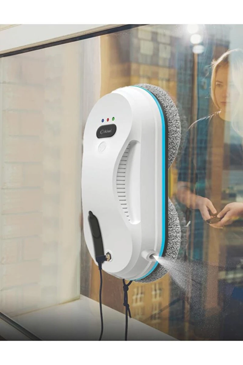 Kiwi Kwc-7130 Uzaktan Kumandalı Sıvı Püskürtmeli Cam Silme Robotu + 1 Çift Kişiye Özel Bez