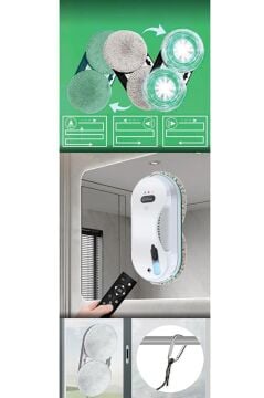 Kiwi Kwc-7130 Uzaktan Kumandalı Sıvı Püskürtmeli Cam Silme Robotu + 1 Çift Kişiye Özel Bez