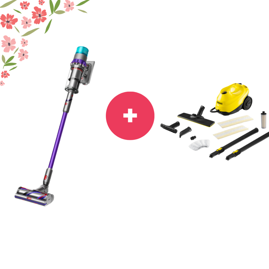 Dyson V15 Süpürge + Karcher Buharlı Temizlik Makinesi