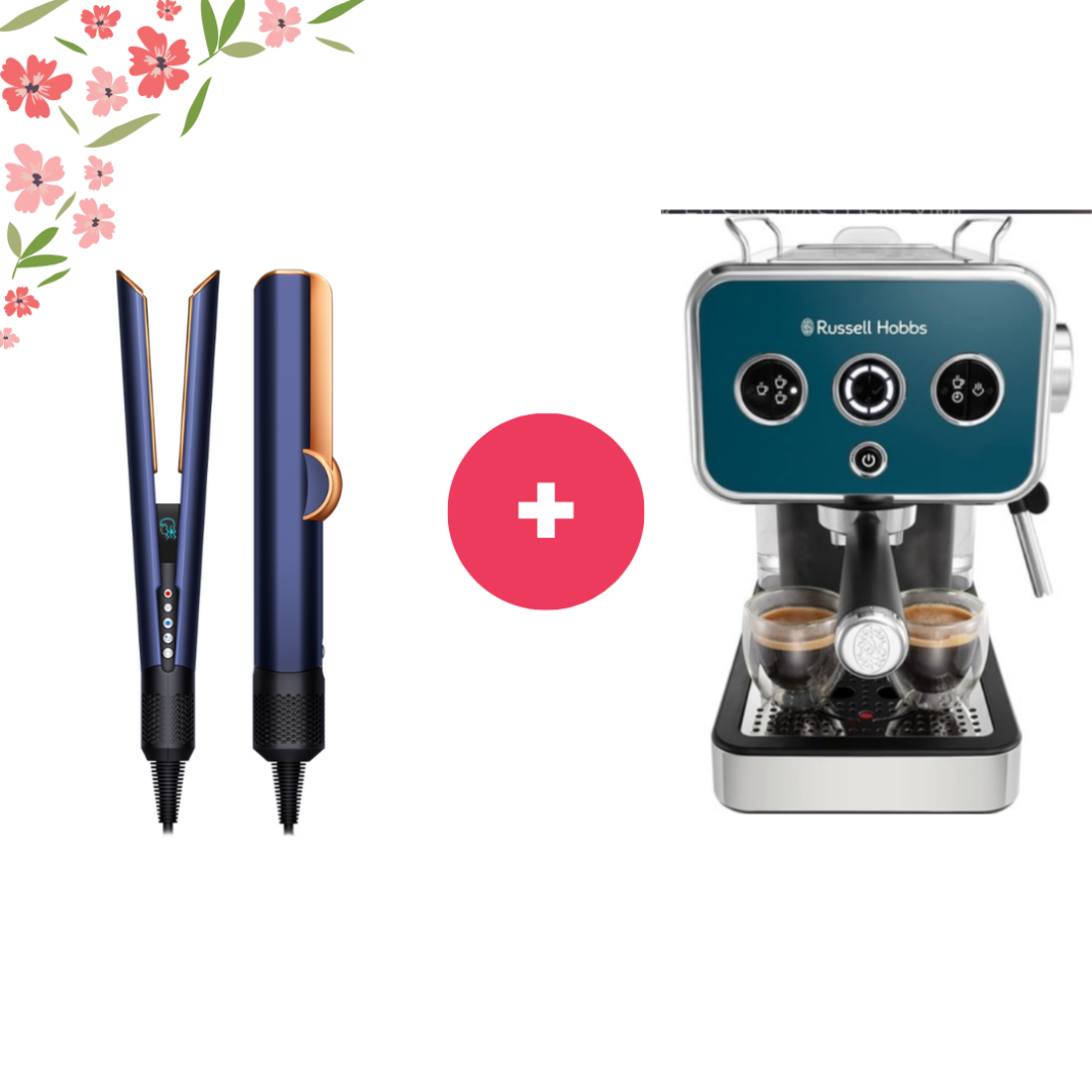 Dyson Airstrait Saç Düzleştirici + Russell Hobbs 26451-56 Distinctions Espresso Kahve Makinesi