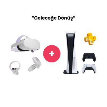 Oculus Quest 2 VR Gözlük + PlayStation 5 & PS Plus Deluxe Üyeliği & 2 Kol
