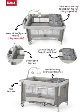 Kanz Sleepside +Plus Anne Yanı Park Yatak ve Oyun Parkı
