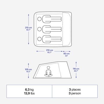 Decathlon 3 Kişilik Kamp Çadırı - 2 Seconds Fresh&Black