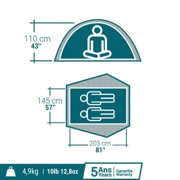 DECATHLON QUECHUA 2 Seconds Easy Fresh & Black 2 Kişilik Kamp Çadırı
