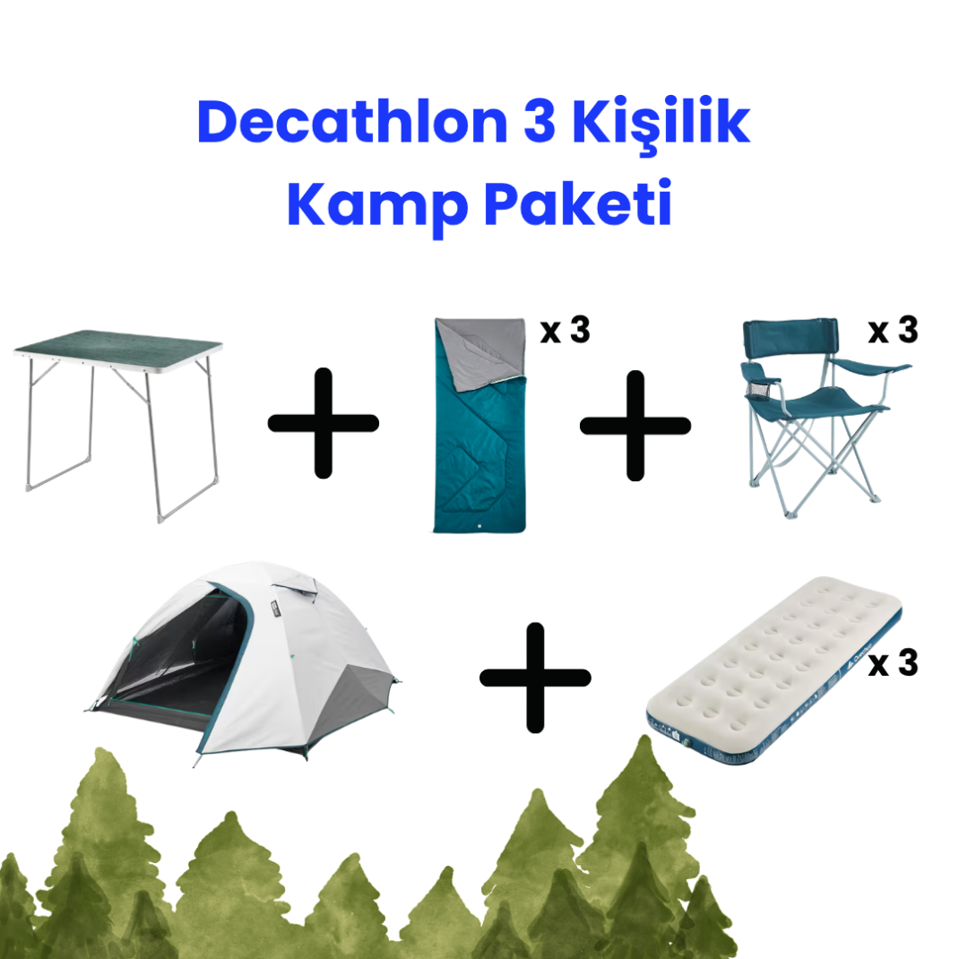 DECATHLON 3 Kişilik Kamp Seti