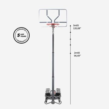 DECATHLON TARMAK Ayarlanabilir Ayaklı Basketbol Potası - 2,4/3,05 m - B500 Box