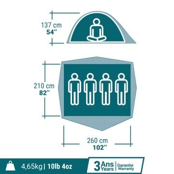 Decathlon 4 Kişilik Kamp Çadırı - MH100