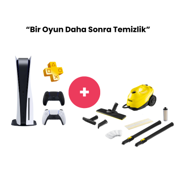 “Bir Oyun Daha Sonra Temizlik” Paketi (PlayStation 5 + Karcher SC 3 Buharlı Temizlik Makinesi)