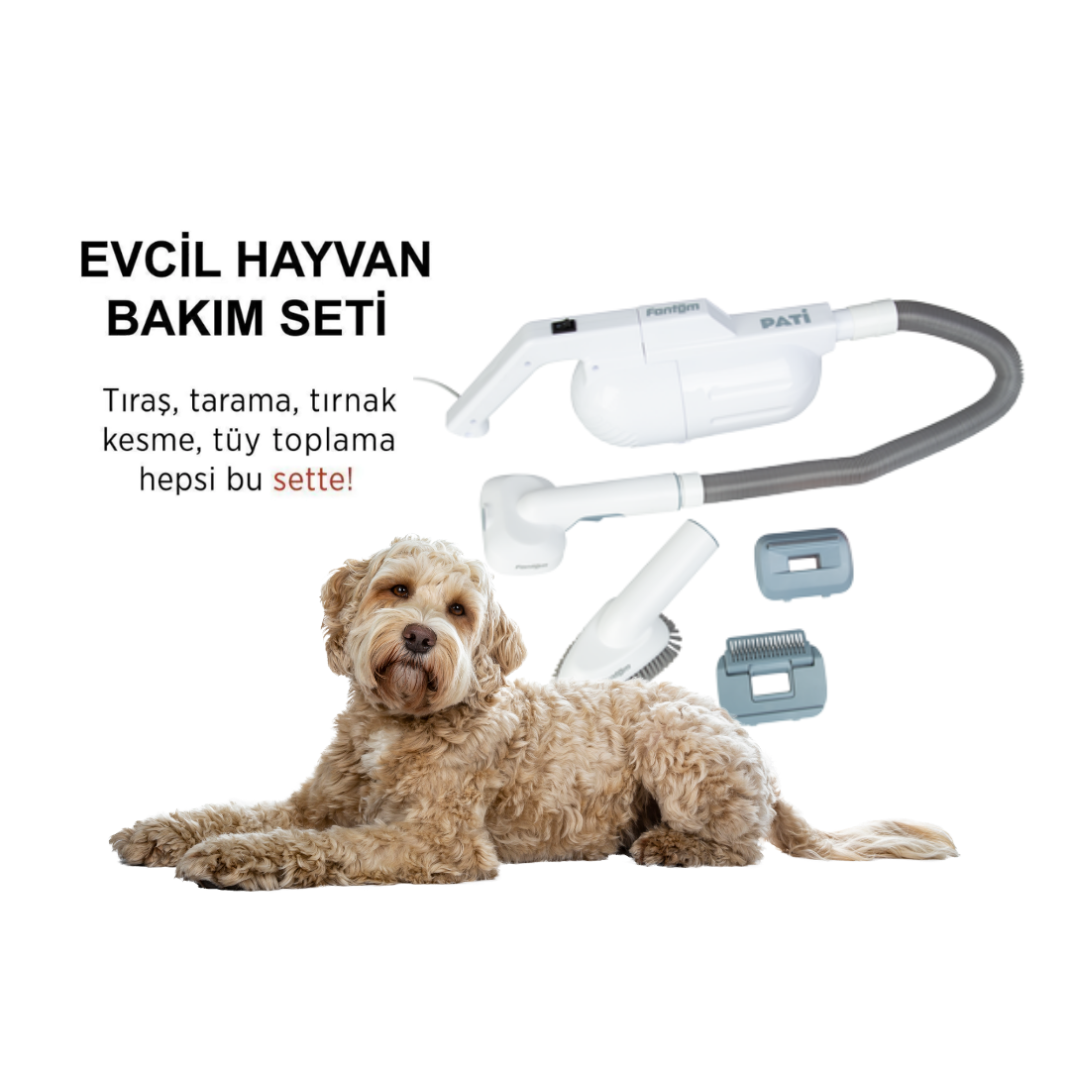 Fantom Pati K9 Profesyonel Kedi Köpek Hayvan Tüy Bakım Seti - Elektrikli Vakum Şarjlı Tıraş Ve Tüy Toplama